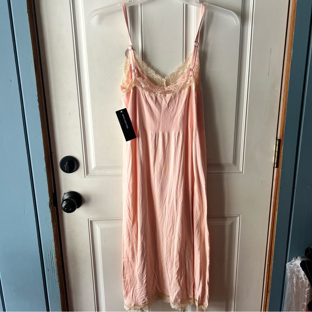Jones New York Elegant Pink Lace Trim Slip Dress size Large NWT - Picture 5 of 6